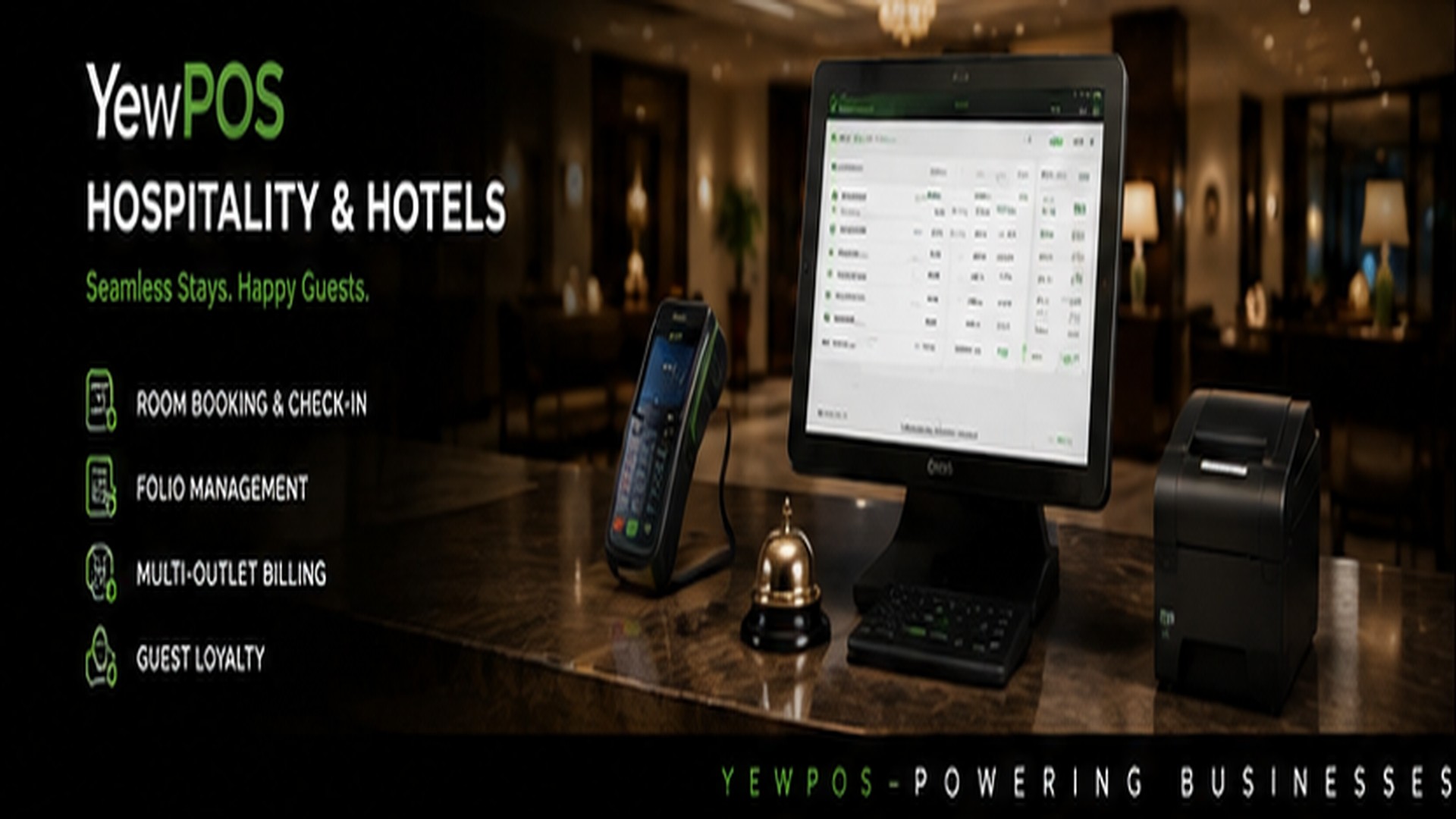 YewPOS hotel front desk and reception counter