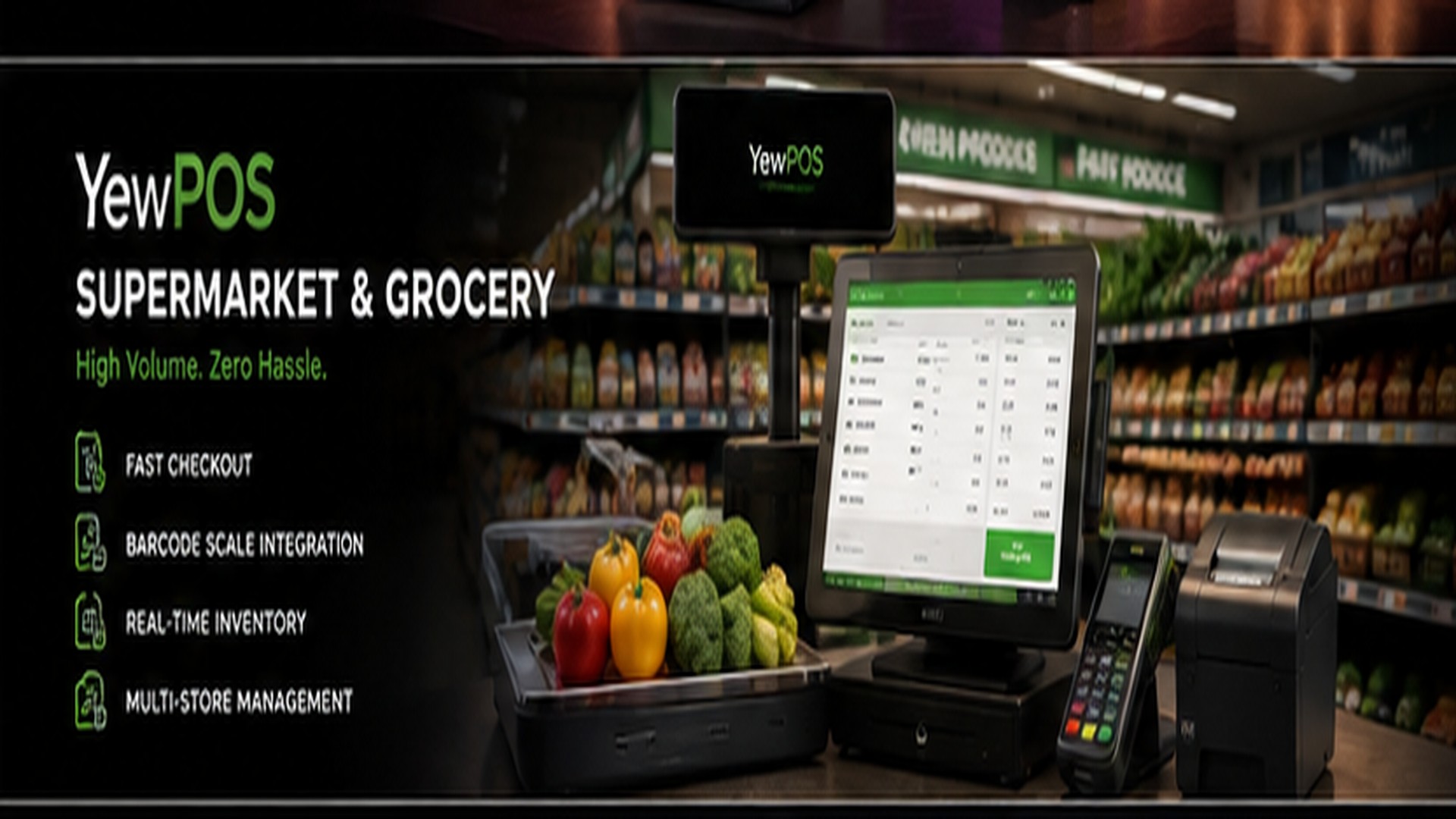 YewPOS supermarket and grocery checkout counter